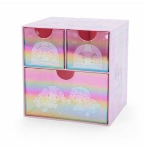 Sanrio 美樂蒂 桌上型鐳射三抽收納盒(粉好友睡衣款)