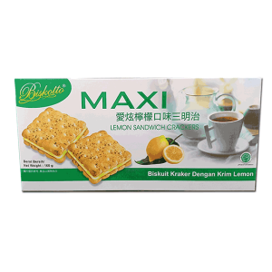 MAXI 愛炫三明治餅乾-檸檬口味160g/盒