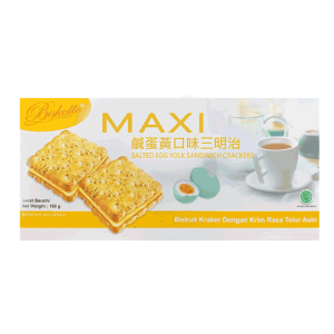 MAXI 愛炫三明治餅乾-鹹蛋黃口味160g/盒