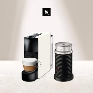 觀銘質感生活家電 Nespresso 膠囊咖啡機 Essenza Mini 純潔白 黑色奶泡機組合