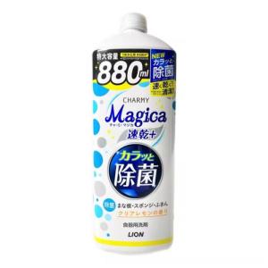 【LION獅王】 日本 Magica 速乾+除菌洗碗精補充罐(檸檬香/880ML)