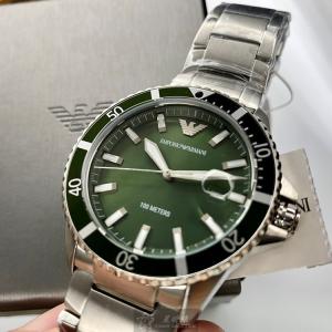 星晴錶業 ARMANI阿曼尼手錶編號:AR00011 墨綠色錶盤銀綠色錶殼石英機芯潛水錶,水鬼 這種好物只能偷偷跟您說😁😁😁😁😁