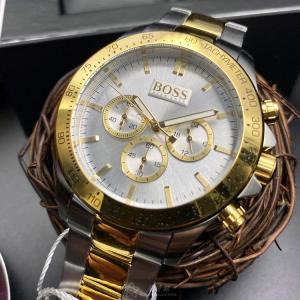 星晴錶業 BOSS伯斯手錶編號:HB1512960 白色錶盤金色錶殼石英機芯三眼,中三針顯示 別擔心太貴，只要給讚就會優惠唷👍️👍️👍️👍️