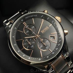 星晴錶業 BOSS伯斯手錶編號:HB1513473 黑色錶盤銀錶殼石英機芯三眼 完美造型設計，實屬佳作👍📝👍📝