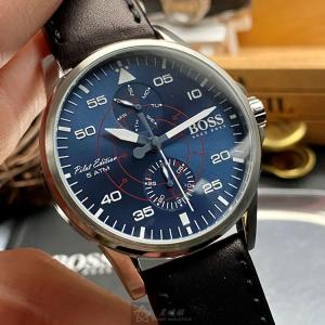 星晴錶業 BOSS伯斯手錶編號:HB1513515 寶藍色錶盤銀錶殼石英機芯中三針顯示,雙眼 小編自己也有入手唷!!!❣💗❣💗❣