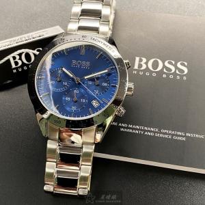 星晴錶業 BOSS伯斯手錶編號:HB1513582 寶藍色錶盤銀錶殼石英機芯三眼,運動 拿這個送給情人再合適不過了💌💗