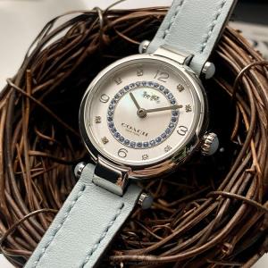 星晴錶業 COACH蔻馳手錶編號:CH00139 白銀色錶盤銀錶殼石英機芯簡約,中二針顯示,貝母,鑽圈 這個顏色太過份了!!😍😍😍