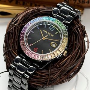 星晴錶業 COACH蔻馳手錶編號:CH00165 黑色錶盤黑錶殼石英機芯中三針顯示,鑽圈 完美造型設計，實屬佳作👍📝👍📝