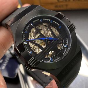 星晴錶業 MASERATI瑪莎拉蒂手錶編號:R8821108009 黑色錶盤黑錶殼自動機械機芯鏤空 充滿時尚氣息🤠😎