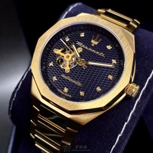 星晴錶業 MASERATI瑪莎拉蒂手錶編號:R8823140006 寶藍色錶盤金色錶殼自動機械機芯鏤空,中三針顯示 小編自己也有入手唷!!!❣💗❣💗❣