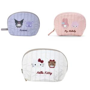 【三麗鷗】尼龍絎縫刺繡 半圓面紙收納包 (酷洛米/美樂蒂/Hello Kitty )
