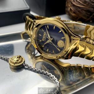 星晴錶業 VERSUSVERSACE凡賽斯手錶編號:VV00331 寶藍色幾何立體圖形錶盤金色錶殼石英機芯中三針顯示 星晴錶店主推薦款✨✨✨✨✨