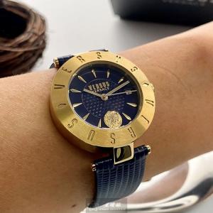 星晴錶業 VERSUSVERSACE凡賽斯手錶編號:VV00335 寶藍色錶盤金色錶殼石英機芯中三針顯示,幾何圖形 示範什麼叫做微時尚💎💎💎