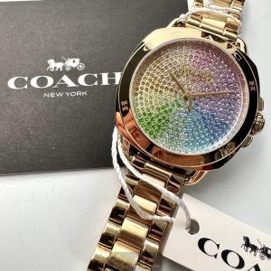 星晴錶業 COACH蔻馳手錶編號:CH00199 彩虹錶盤金色錶殼石英機芯中三針顯示,滿天星 拿這個送給情人再合適不過了💌💗