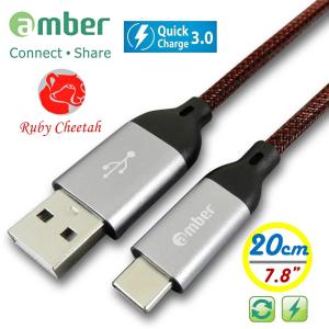 京徹【amber】USB極速快充丨資料傳輸線RubyCheetah 紅寶獵豹Ato USB TYPE-C-20cm丨20公分