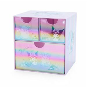 Sanrio 酷洛米 桌上型鐳射三抽收納盒(紫裝扮...