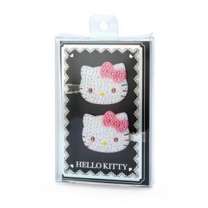 Sanrio Hello Kitty 玻璃石造型髮夾2入組 (大...