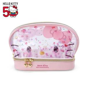 Sanrio透明貝殼拉鍊化妝包-Kitty50週年