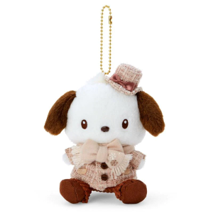 Sanrio絨毛玩偶吊飾/冬日緞帶-帕恰狗