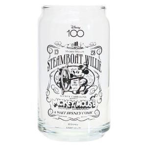 迪士尼 100週年慶典罐型玻璃杯-米奇/汽船威利號-360ml