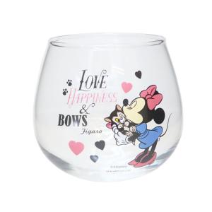 迪士尼 不倒翁玻璃杯-費加洛與米妮/親吻-290ml